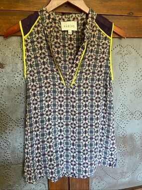 Sabine Silk Geometric Blouse Top Tank Size S